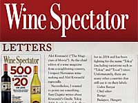 A BORIGO TOKAJT VÉDI A WINE SPECTATOR-BEN! A BORIGO TOKAJT VÉDI A WINE SPECTATOR-BEN!